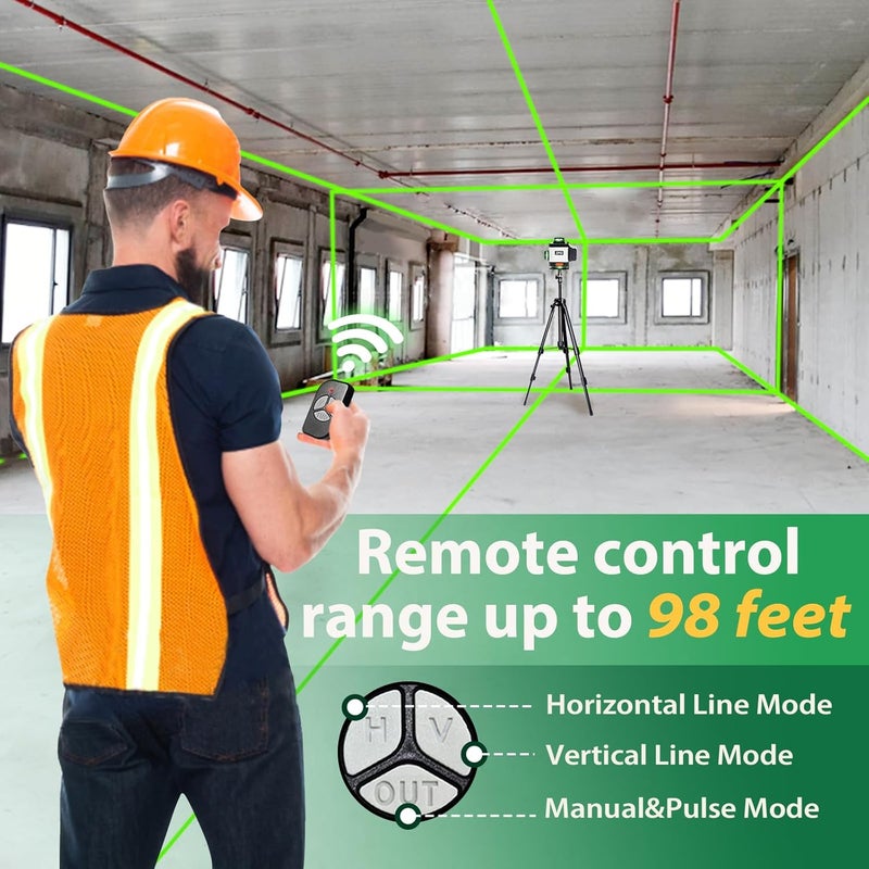 ZPD Laser Level, Laser Level with Tripod, 4 x 360 Self Leveling Laser Measuring Tool Green Lazer Level 16 Line Level Laser 360 Self Leveling for Construction, Home Renovation, Picture Hanging - Image 4